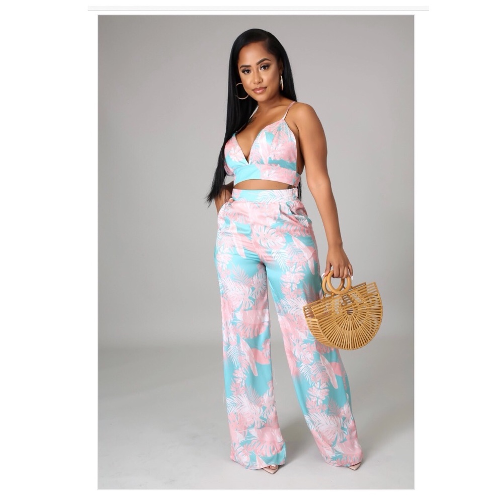 Tropical Two Piece Pants Set